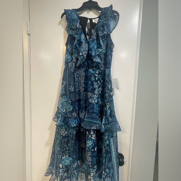 NSR Women’s Maxi V-neck Floral Dress Blue - Picture 2 of 4